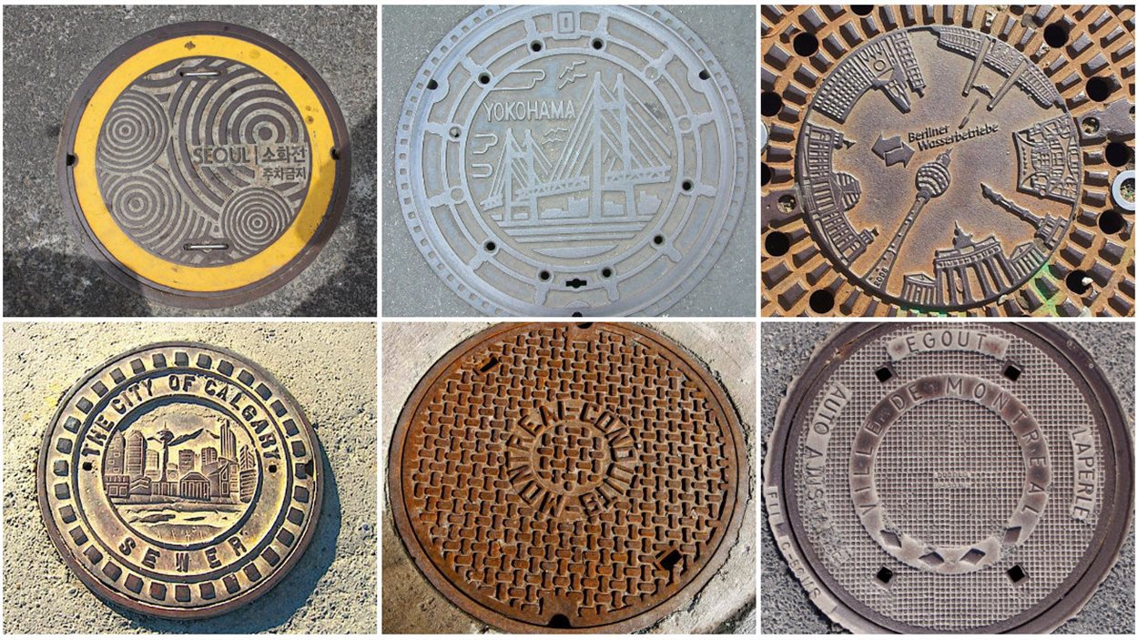 Des bouches d'égouts de Séoul, Yokohama, Berlin, Calgary et Montréal
