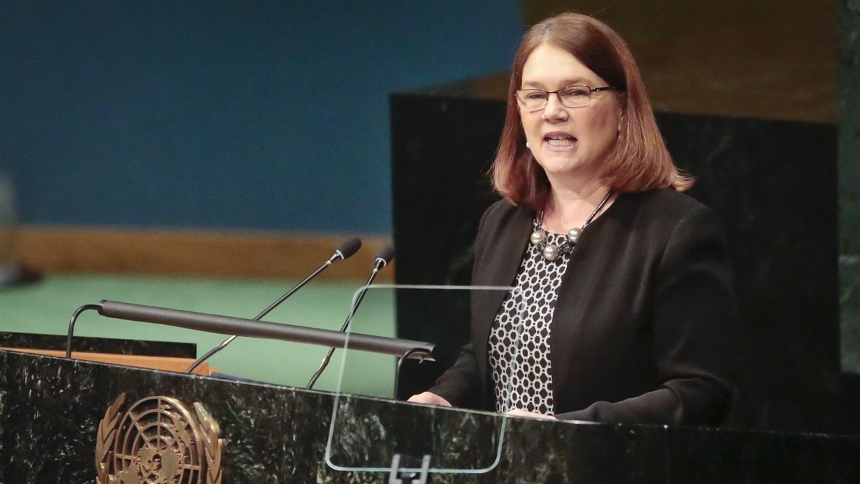 Jane Philpott, ministre de la Santé du Canada, lors d'une allocution aux Nations unies à New York
