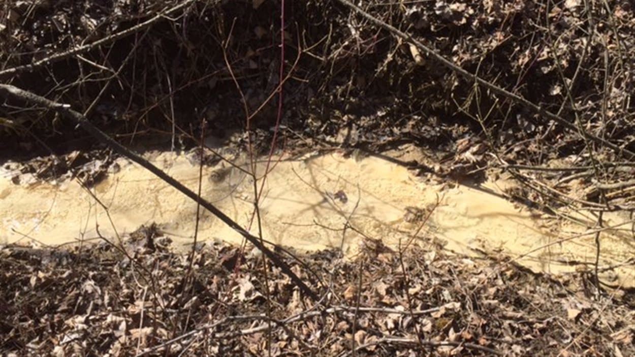 Déversement dans un ruisseau de Lennoxville par les Carrières Saint-Dominique.