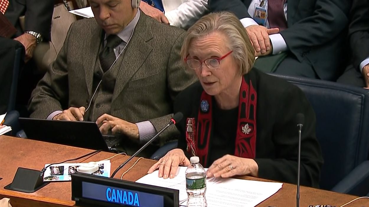Le ministre fédérale des Affaires autochtones et du Nord, Carolyn Bennett, lors de son intervention aux Nations unies.