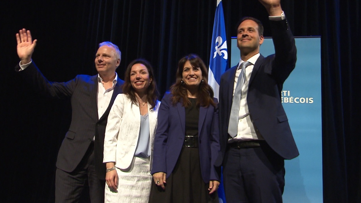 De gauche à droite : Jean-François Lisée, Martine Ouellet, Véronique Hivon et Alexandre Cloutier, les aspirants-chefs du Parti québécois.