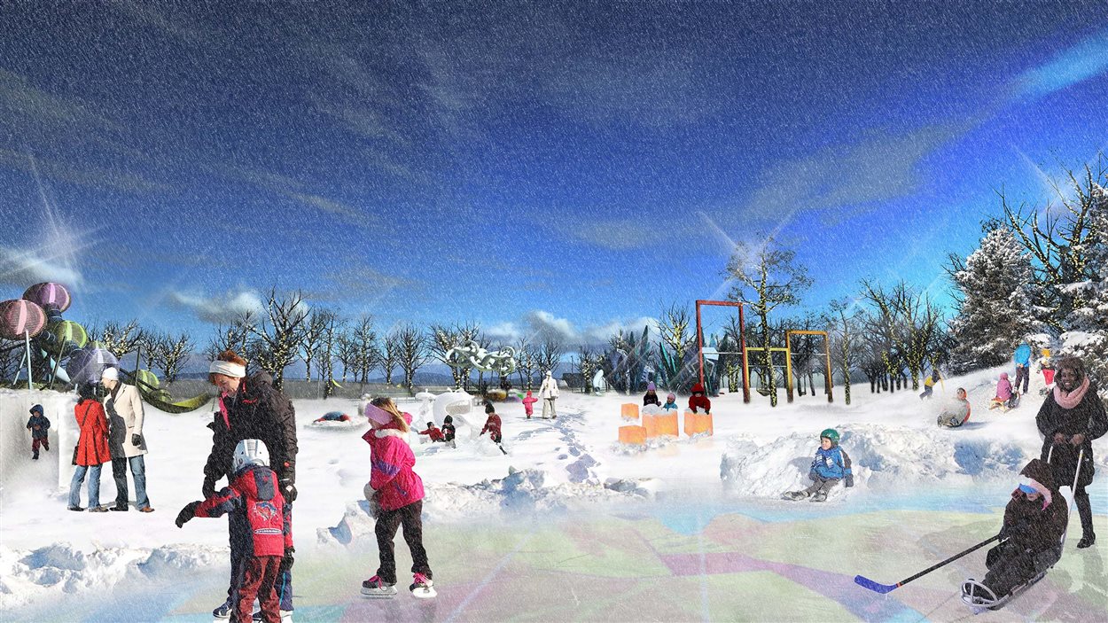 Une maquette de ce à quoi le parc pourrait ressembler en hiver.