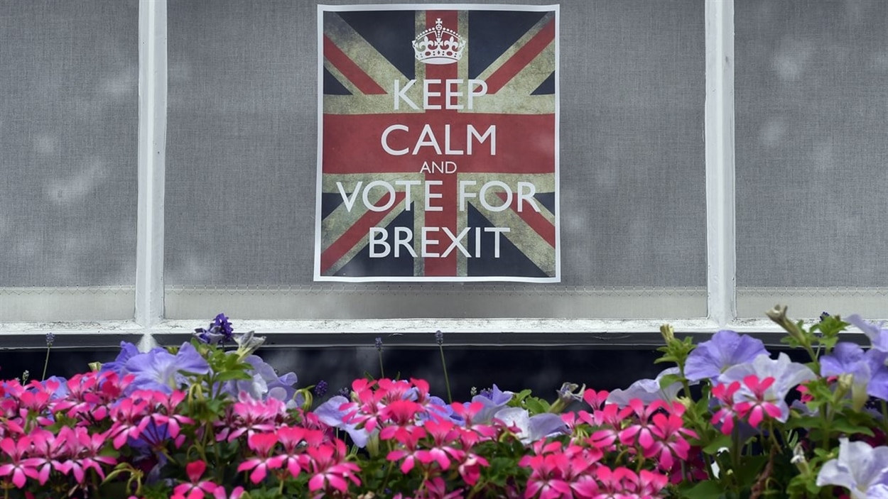 « Restez calme et votez pour le Brexit », peut-on lire sur une affiche, à Londres.