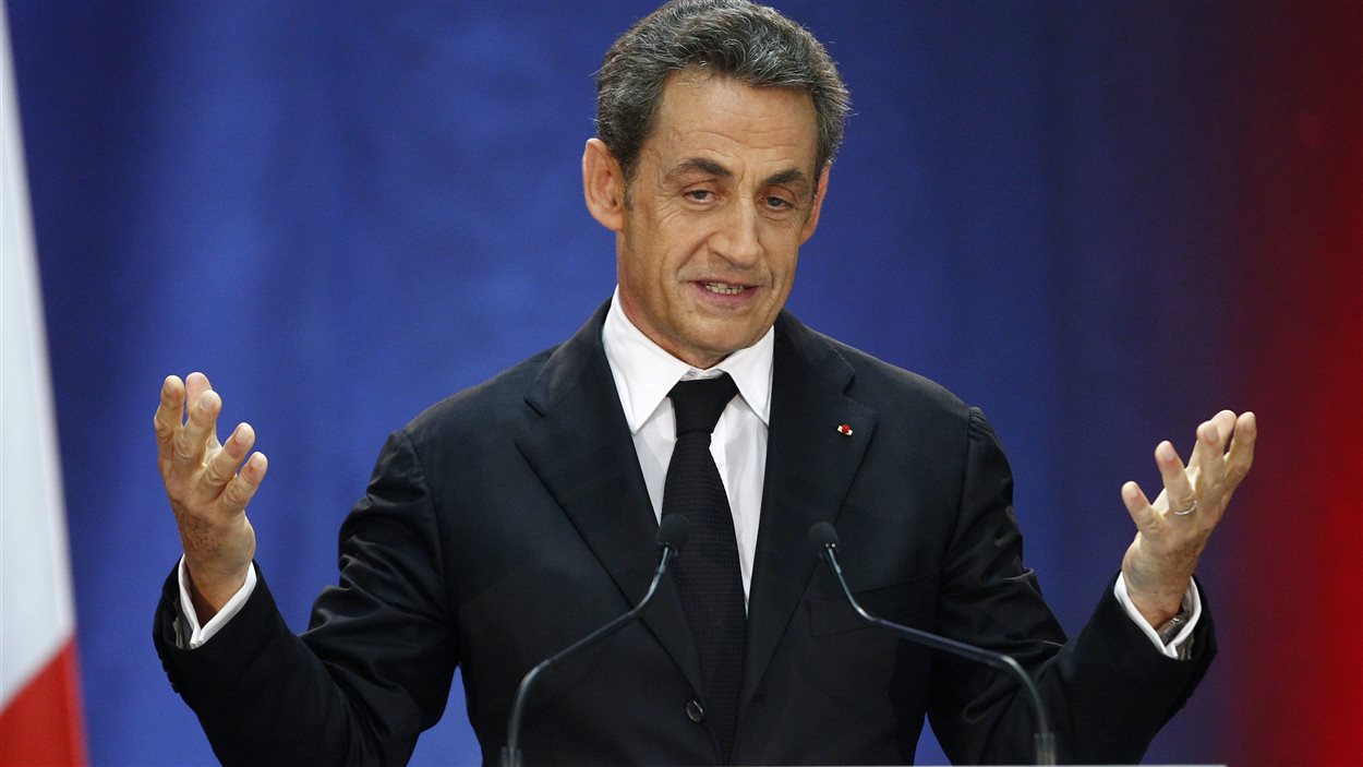 Nicolas Sarkozy s’exprime le 25 septembre 2014 à Lambersart, en France, durant sa campagne pour la direction du parti UMP, depuis rebaptisé Les Républicains.