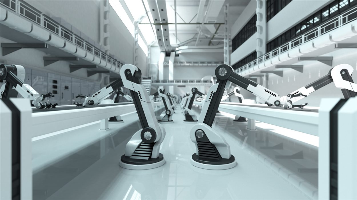 Des robots sur une ligne d'assemblage