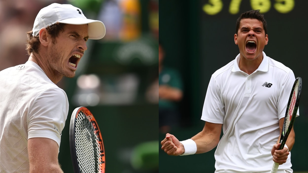 Andy Murray (gauche) et Milos Raonic (droite)