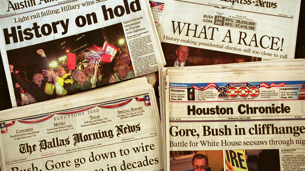 Les unes de quatre quotidiens au lendemain de l'élection présidentielle de 2000