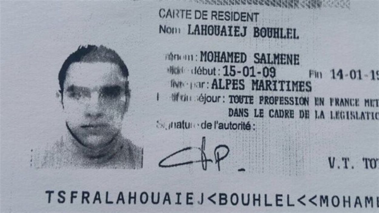 Carte de résident de Mohamed Lahouaiej Bouhlel.