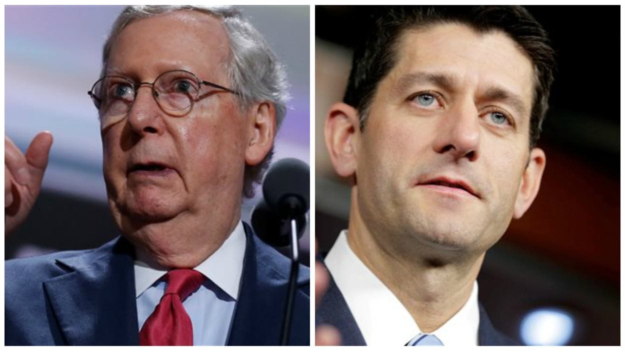 Le leader de la majorité républicaine au Sénat américain et le président de la Chambre des représentants, Mitch McConnell et Paul Ryan