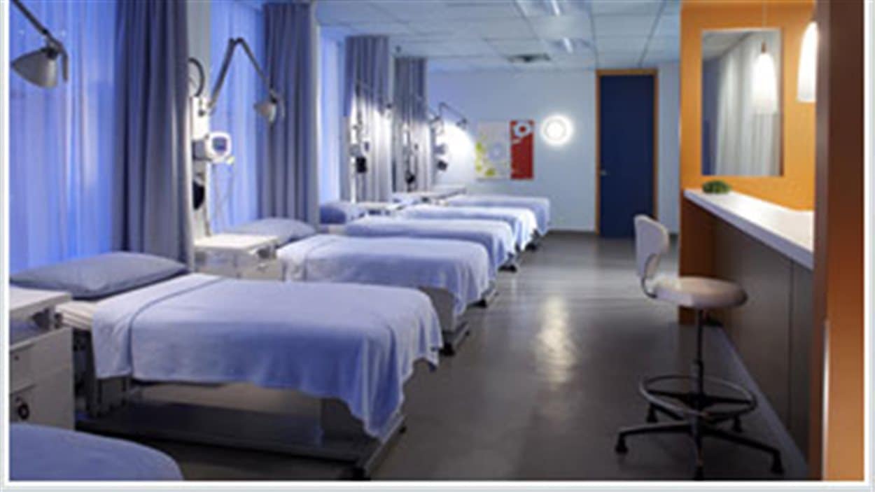 La salle de repos de la Clinique médicale Fémina, située à Montréal.
