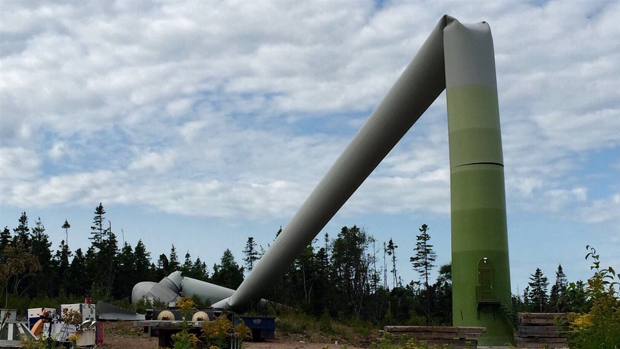 Cette éolienne de 80 mètres s'est effondrée pendant des travaux d'entretien routiniers au Cap-Breton.