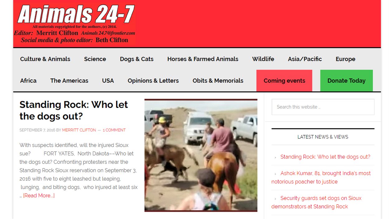 Le site web Animals 24-7