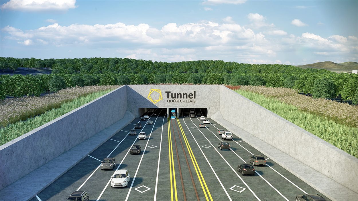 Représentation du projet de tunnel entre Québec et Lévis
