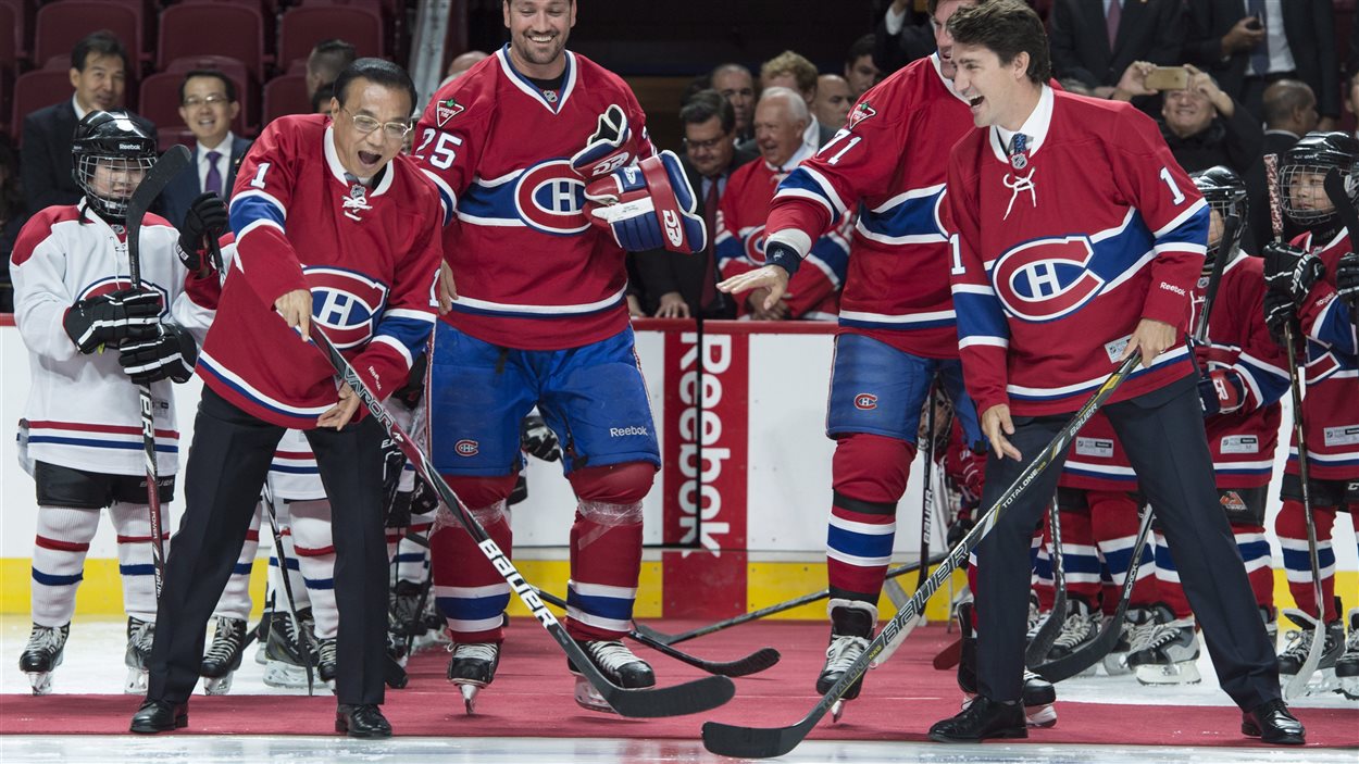 Le premier ministre chinois Li Keqiang était de passage au Centre Bell en compagnie du premier ministre Justin Trudeau, le 23 septembre.