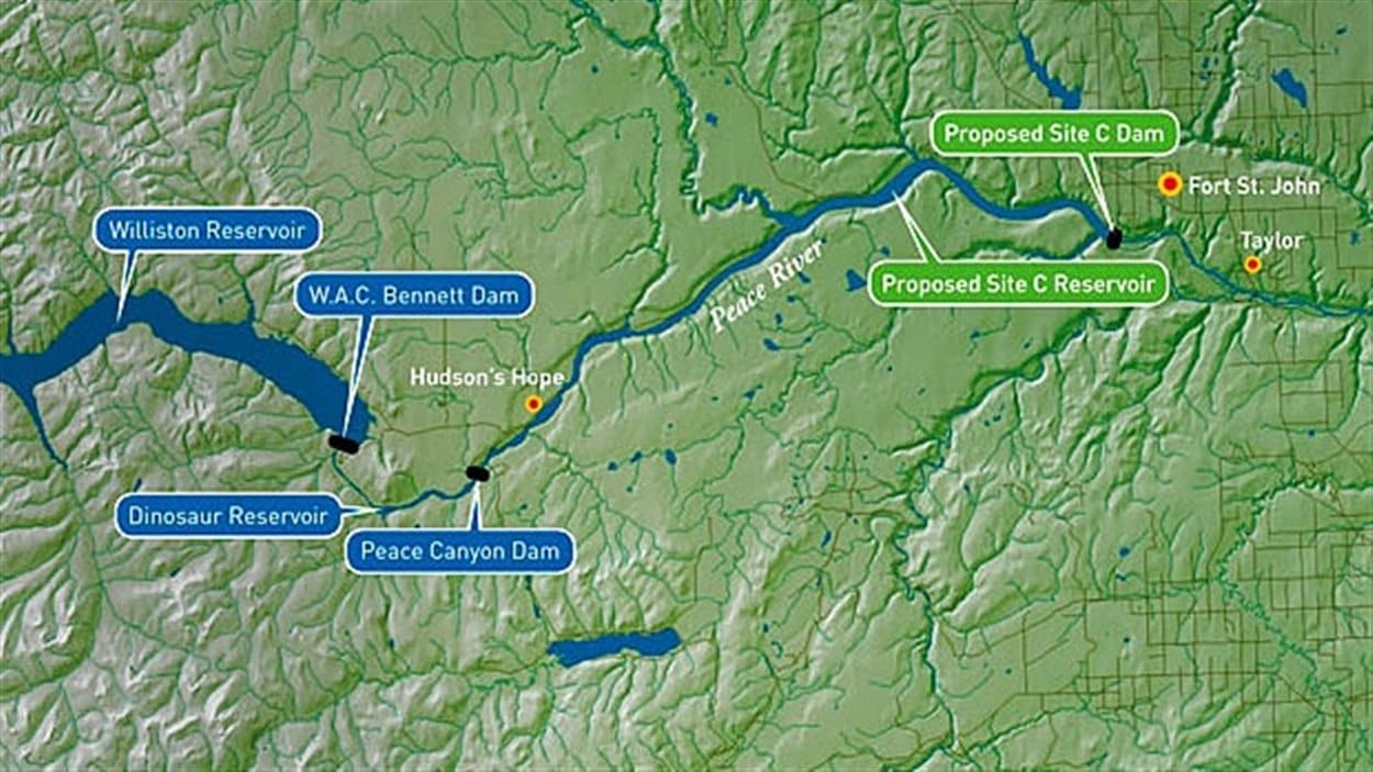 Une carte du site C, proposé par BC Hydro.