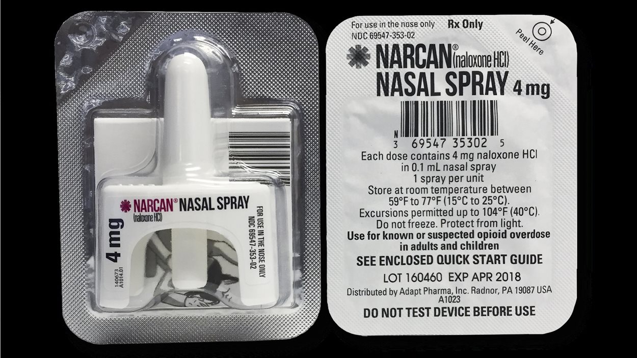 Le vaporisateur nasal de naloxone NARCAN, développé par l'entreprise irlandaise Adapt Pharma