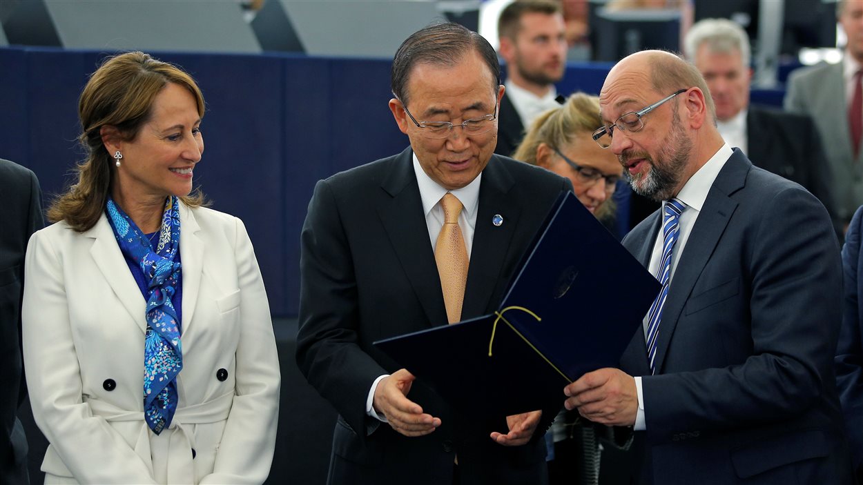 Ségolène Royal, Ban Ki-moon et Martin Schultz