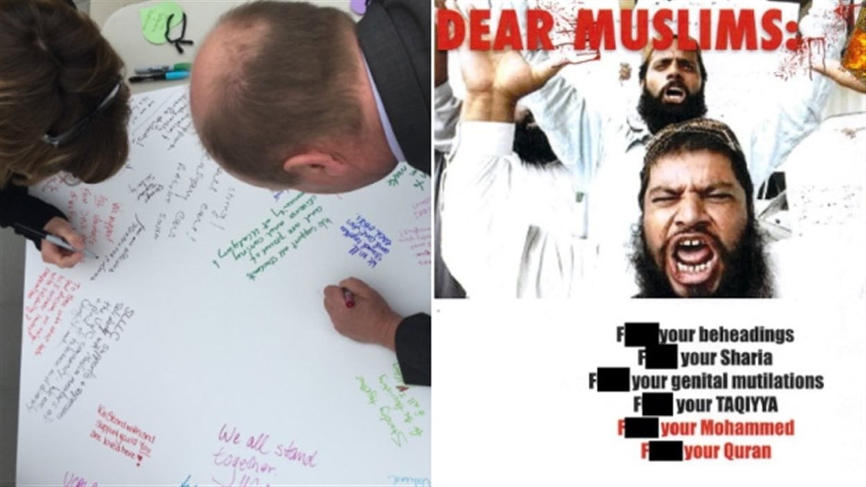 Les étudiants de l'Université de Calgary ont répondu par des messages de tolérance à des affiches racistes.