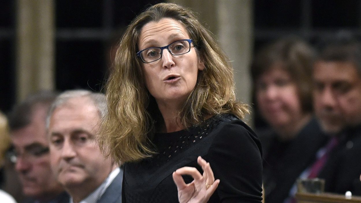 La ministre canadienne du Commerce international, Chrystia Freeland, lors de la période des questions à Ottawa