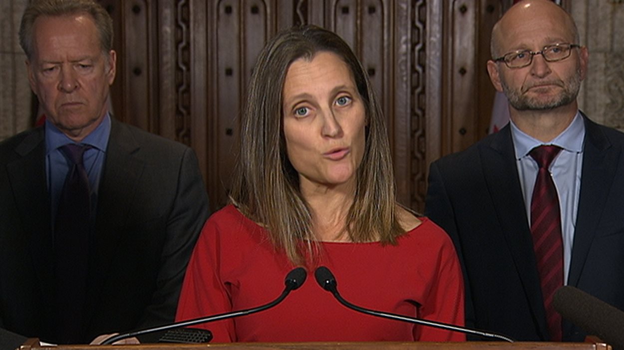 La ministre Chrystia Freeland, justifiant la décision du Canada de quitter les négociations sur le libre-échange menées avec l’Union européenne.