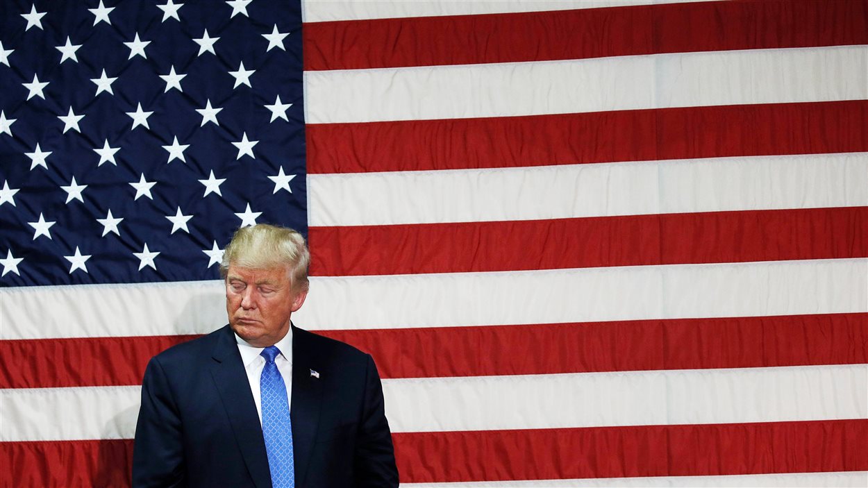 Donald Trump lors d'un discours à Sandown, au New Hampshire.