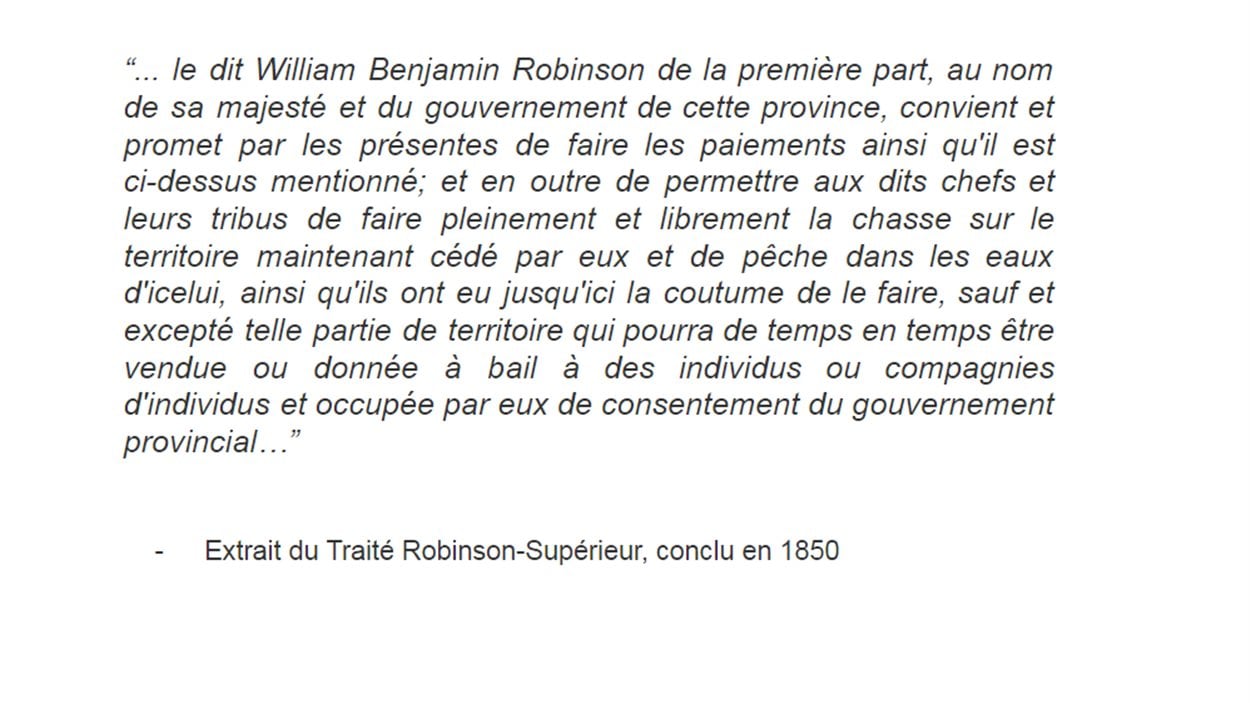 Extrait du Traité Robinson-Supérieur conclu en 1850