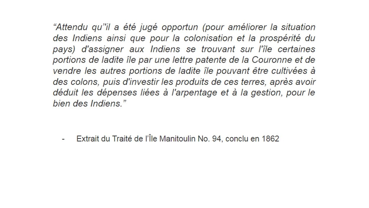 Extrait du traité de l'Île Manitoulin No. 94 conclu en 1862