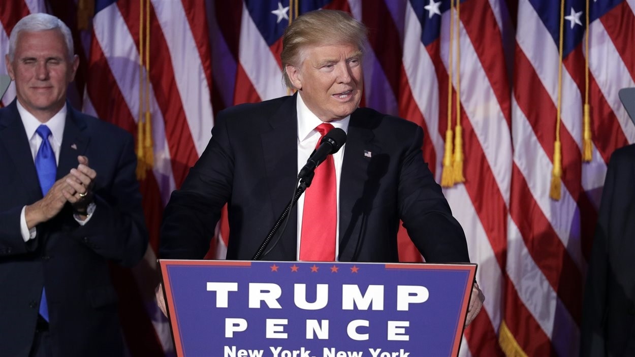 Le président désigné, Donald Trump, lors de son discours de victoire à New York, le 9 novembre