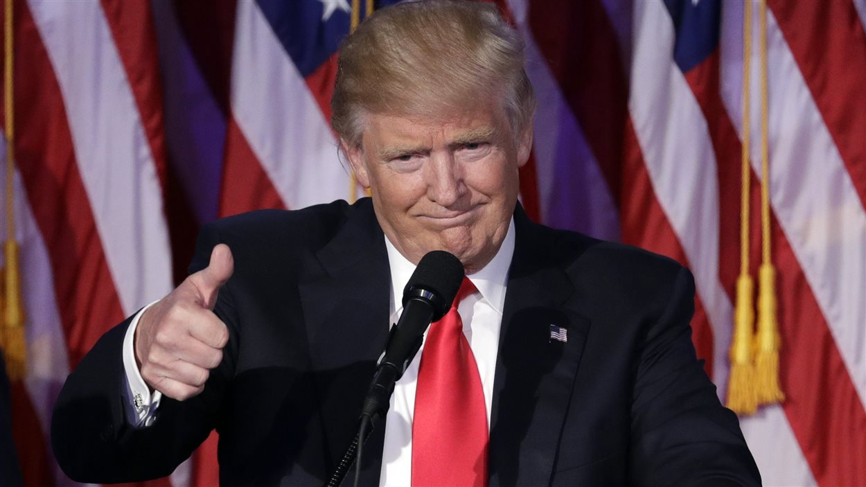 Le président désigné, Donald Trump, lors de son discours de victoire à New York, le 9 novembre