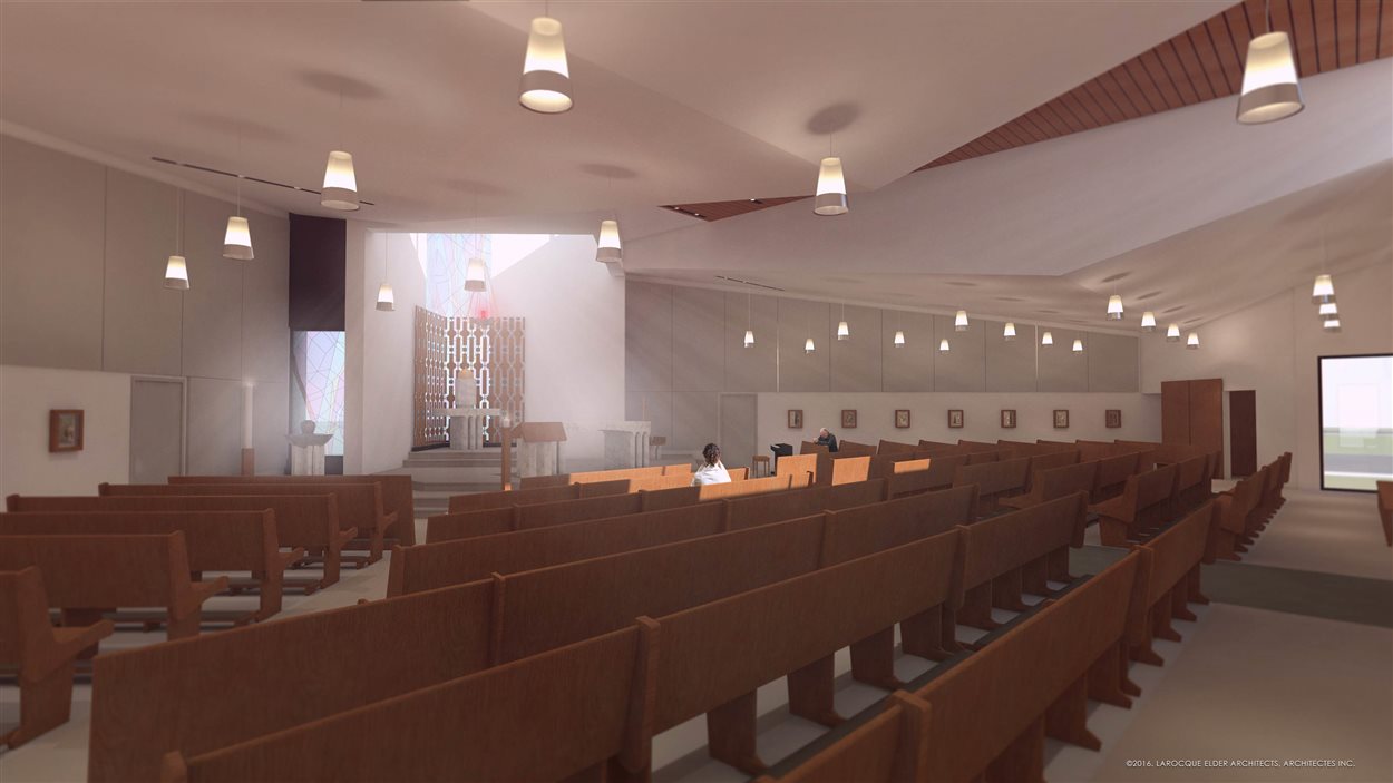Vue intérieur des plans proposés pour l'église Sacré-Coeur de Sturgeon Falls.