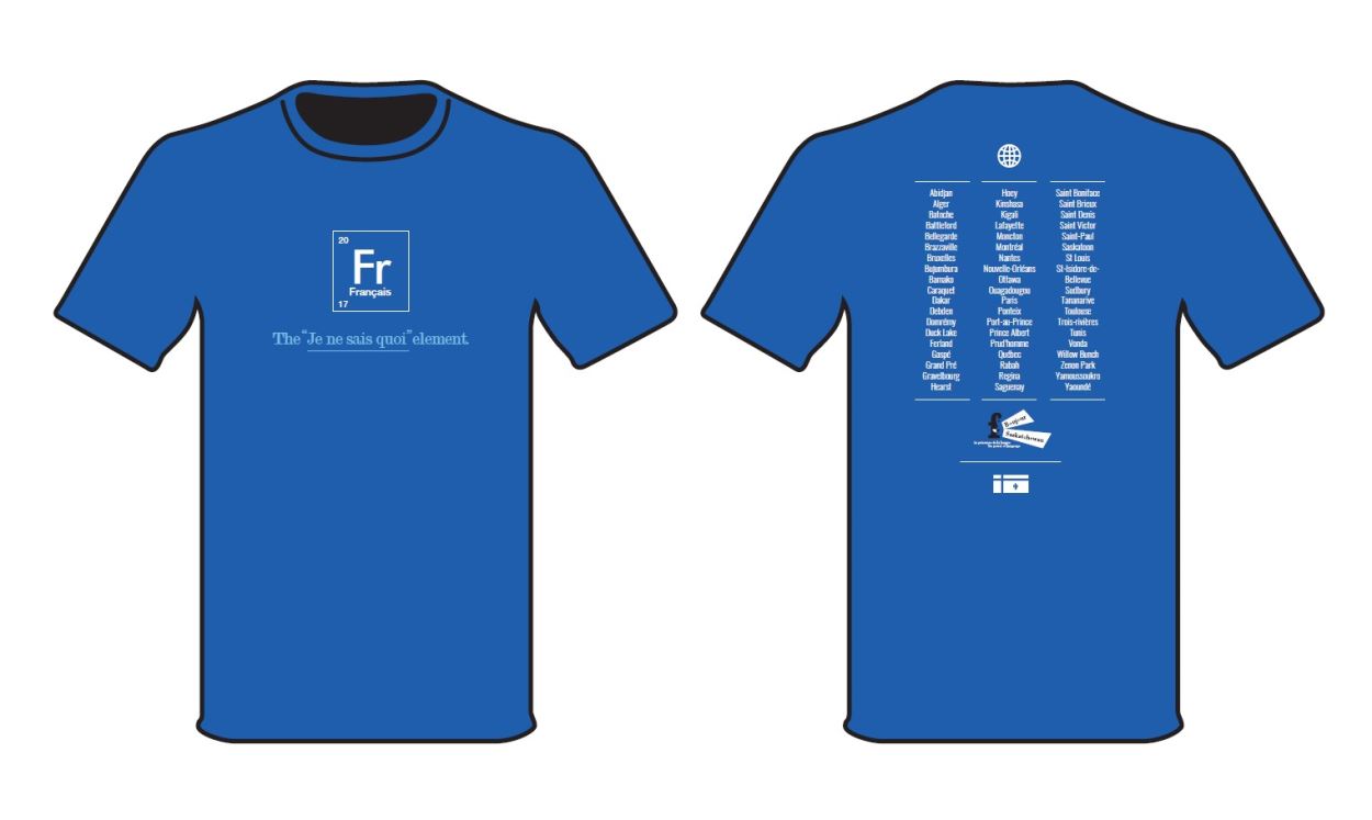 Le t-shirt bleu royal du concours Affiche ta francophonie