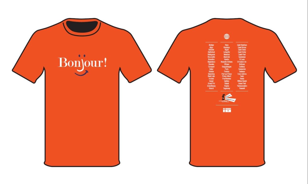 Le t-shirt orange du concours Affiche ta francophonie