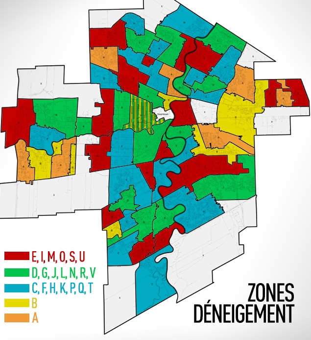 Winnipeg Snow Zones Map